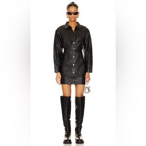 Free People Black Leather Jacket Dress